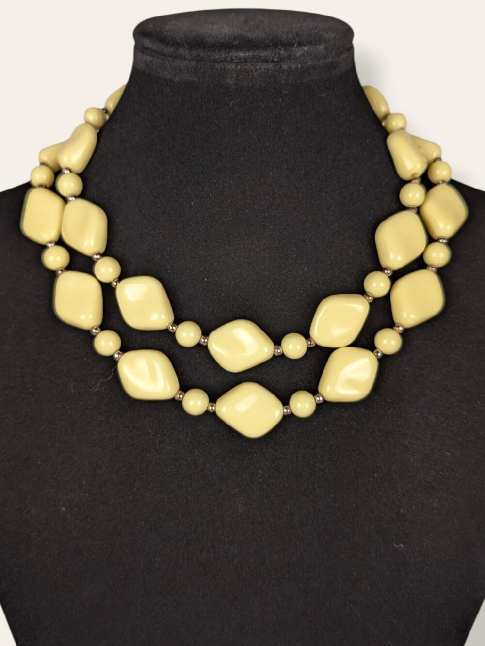 Vintage Yellow Lucite Beaded Necklace
